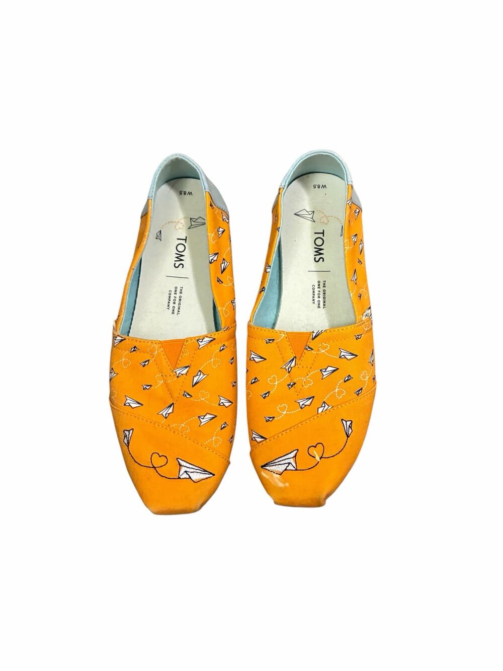 TOMS Womens Classic Alpargata Slip On Flats Yellow Paper Airplane Size 8.5